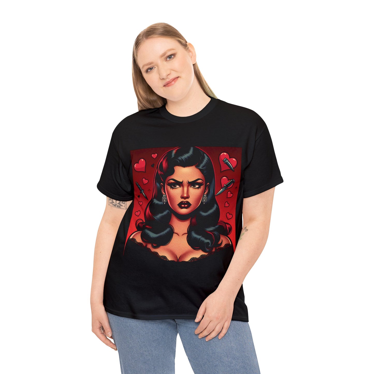 40's Style Mixed With A Modern Flair "Love and War" Cotton Tee