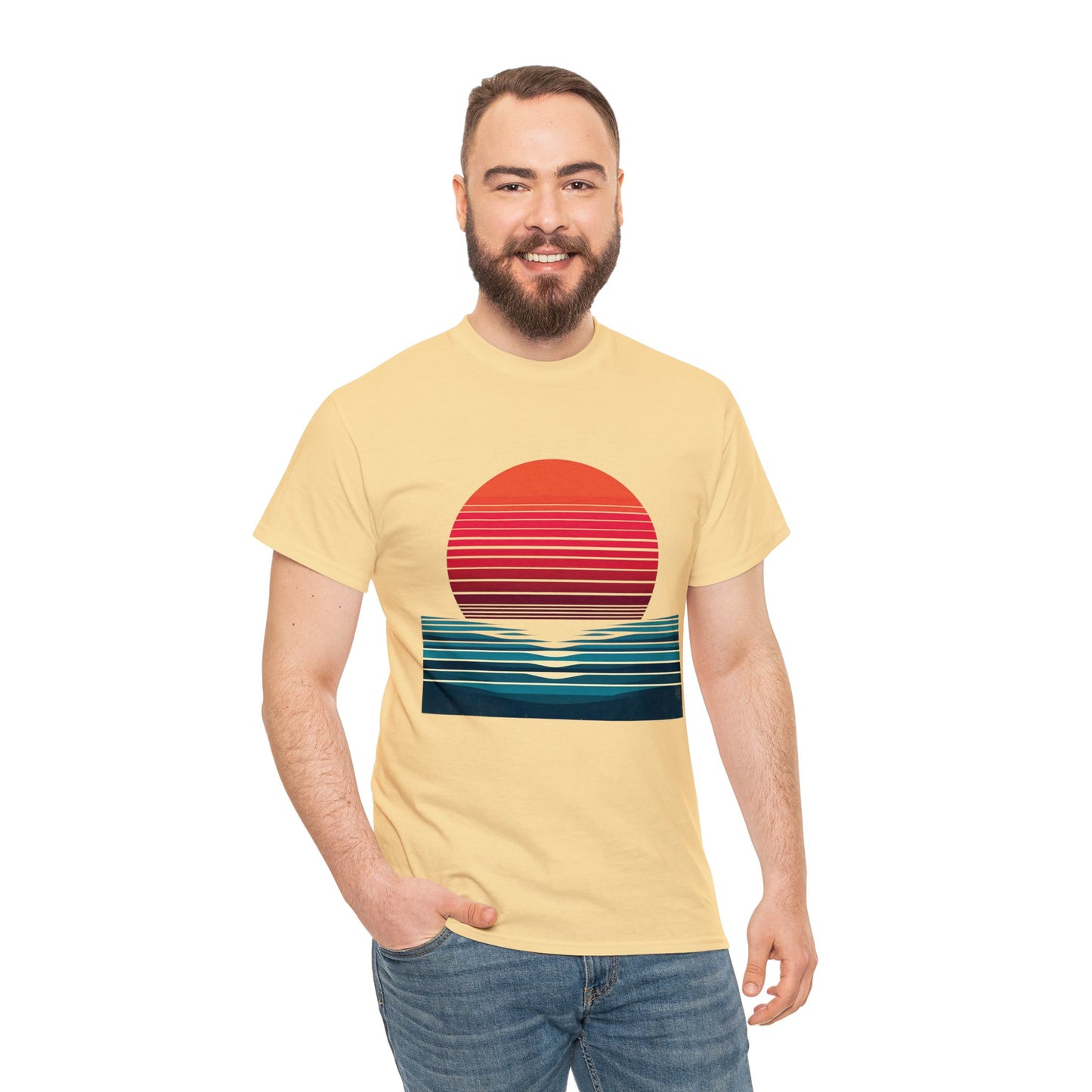 80's Style "Sunset Ocean" Cotton Tee