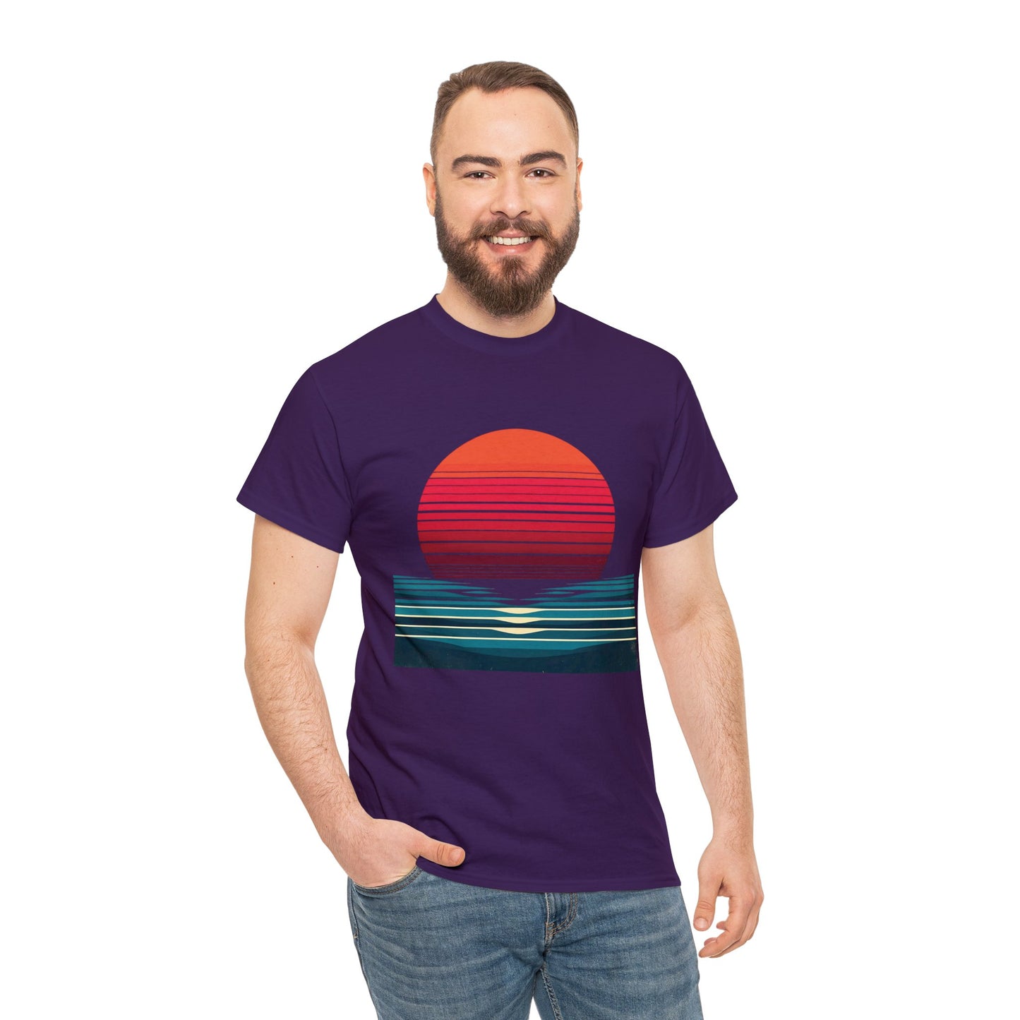 80's Style "Sunset Ocean" Cotton Tee