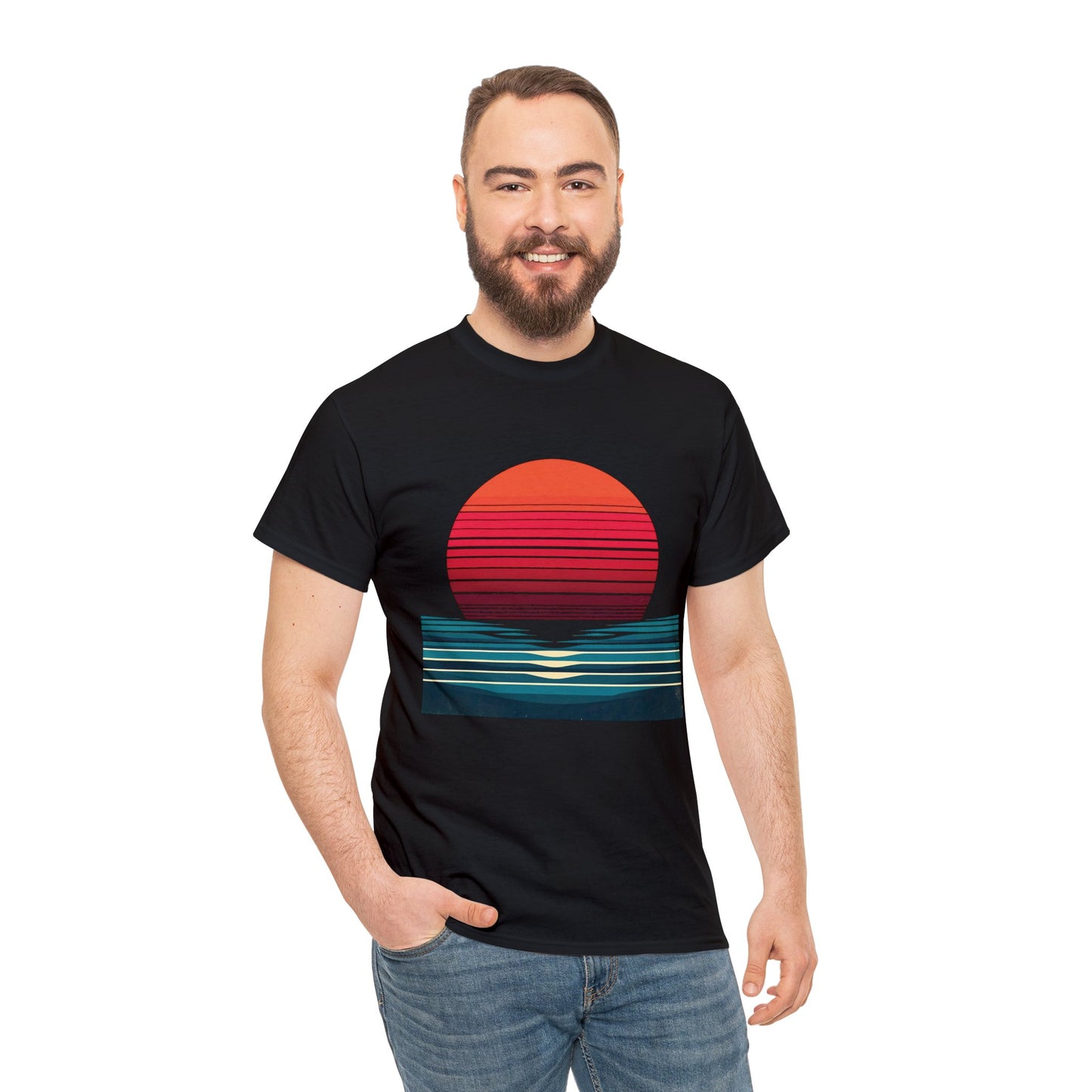 80's Style "Sunset Ocean" Cotton Tee