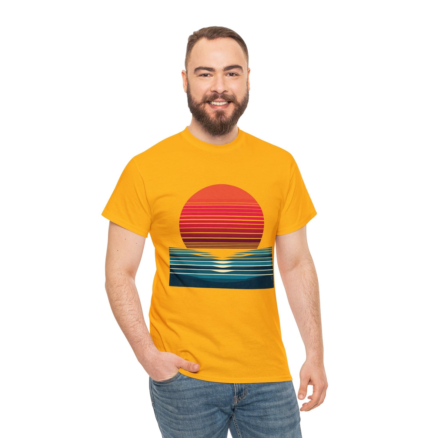 80's Style "Sunset Ocean" Cotton Tee