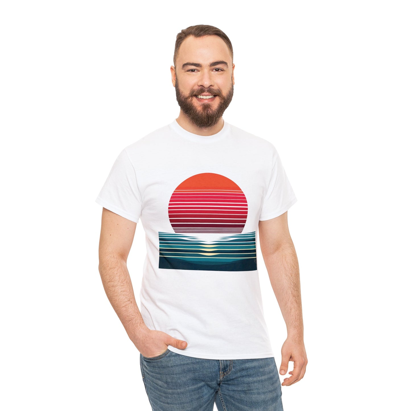 80's Style "Sunset Ocean" Cotton Tee