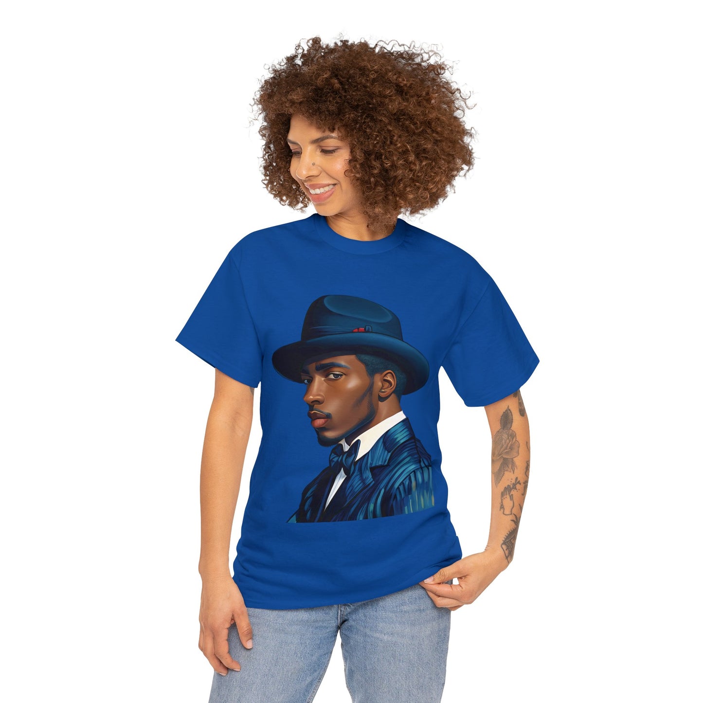 40's Style " A Man in Blue" Cotton Tee